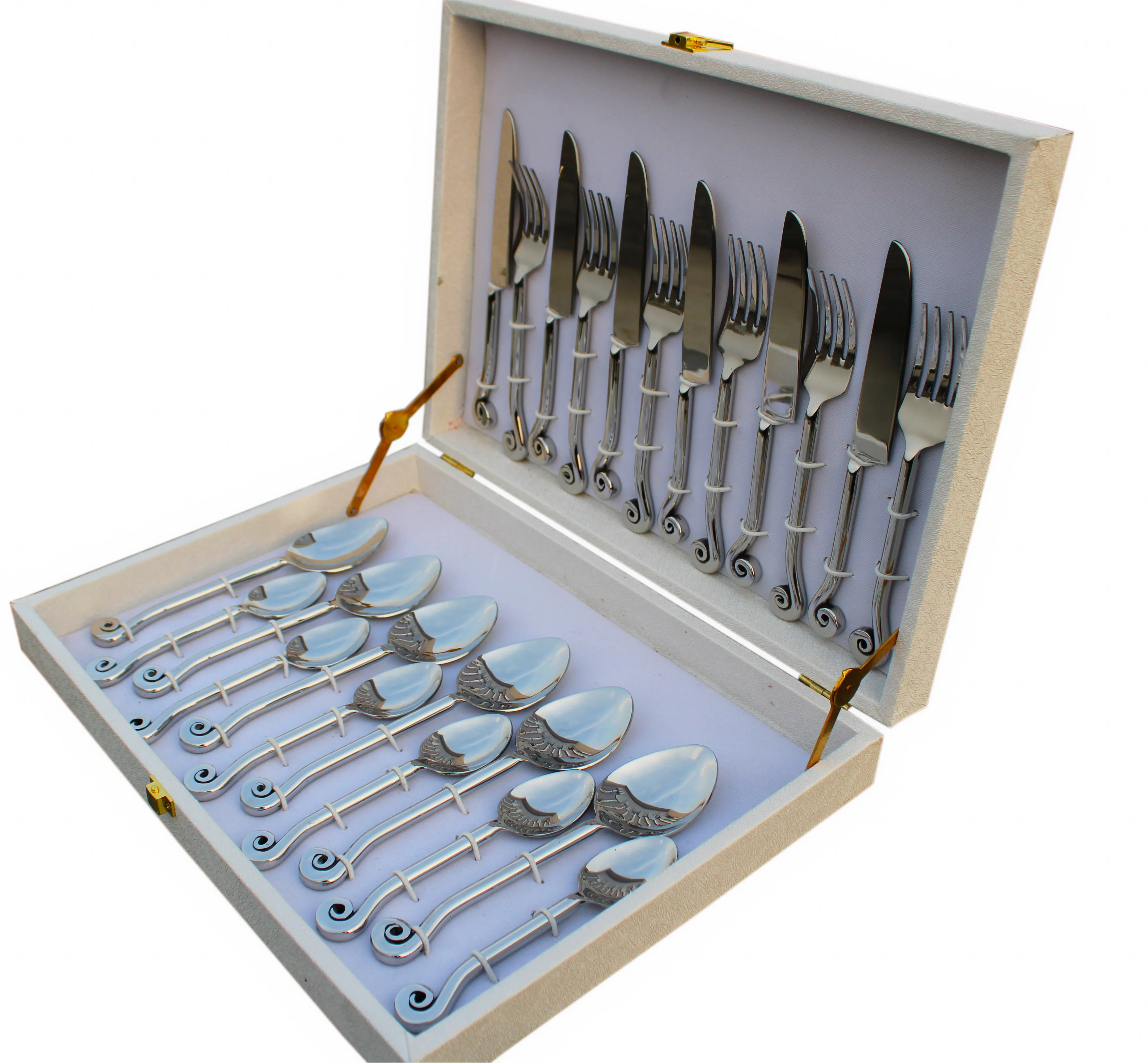 Handmade Luxury Flatware Stainless Steel Round Twist Handle Cutlery Set (Baby Spoon+Tea Spoon+ Baby Fork+ Baby Dessert Knives)