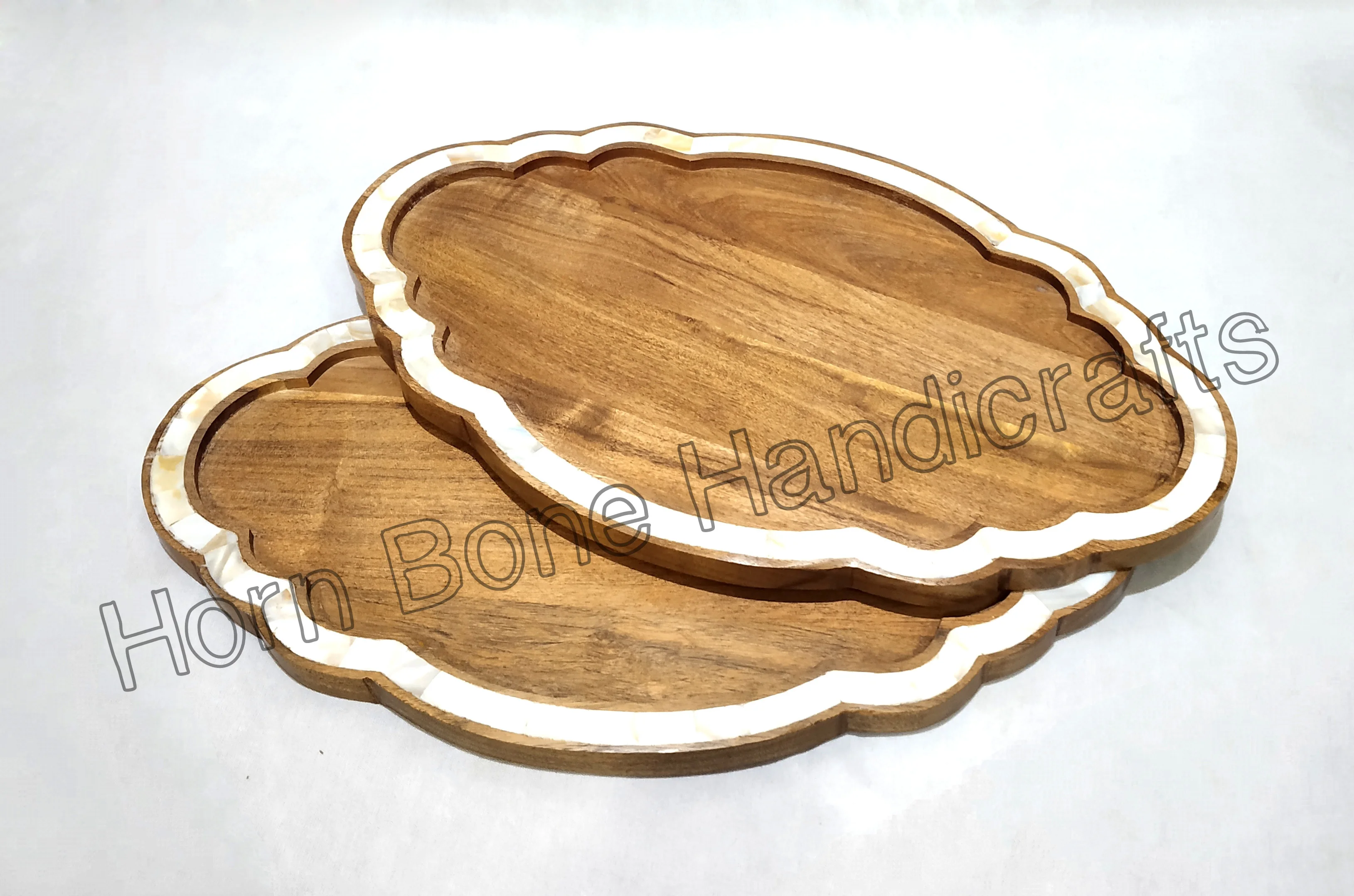 Mother of Pearl Inlay Wooden Serving Tray/ Acacia Wood Pearl Inlay Chocolate Packaging Trays Giveaways for Ramadan and Eid Gifts
