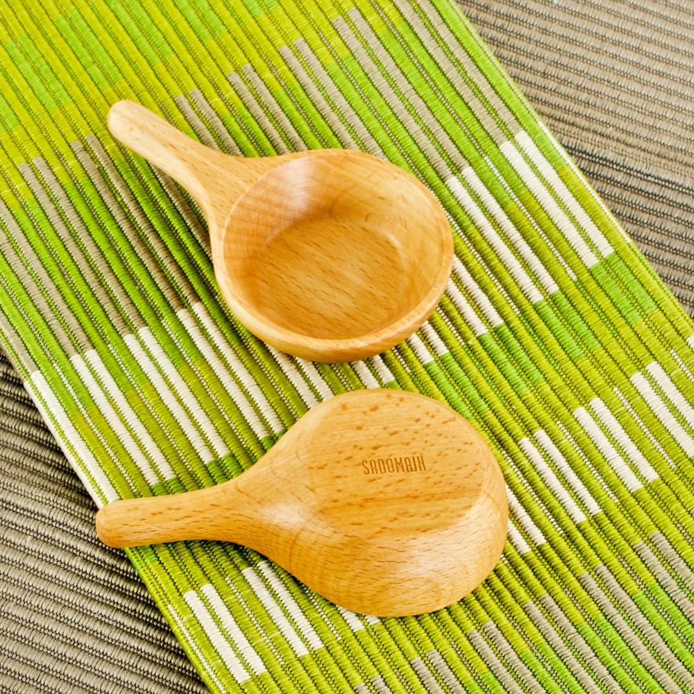 Handmade Beech Wood -seasoned sauce small dish handle snack dish - ear lift handle