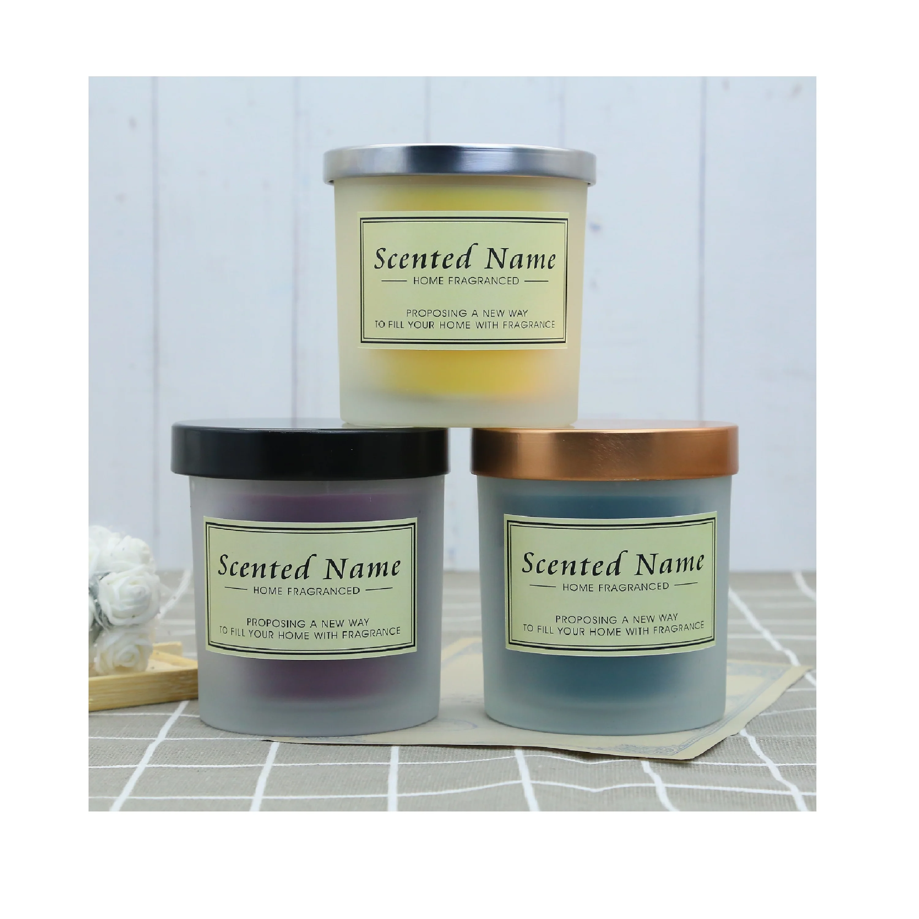Home Decoration Colorful Candle Glass Soy Bean And Paraffin Wax Material Digital And Silk Screen Printing Candle Tins