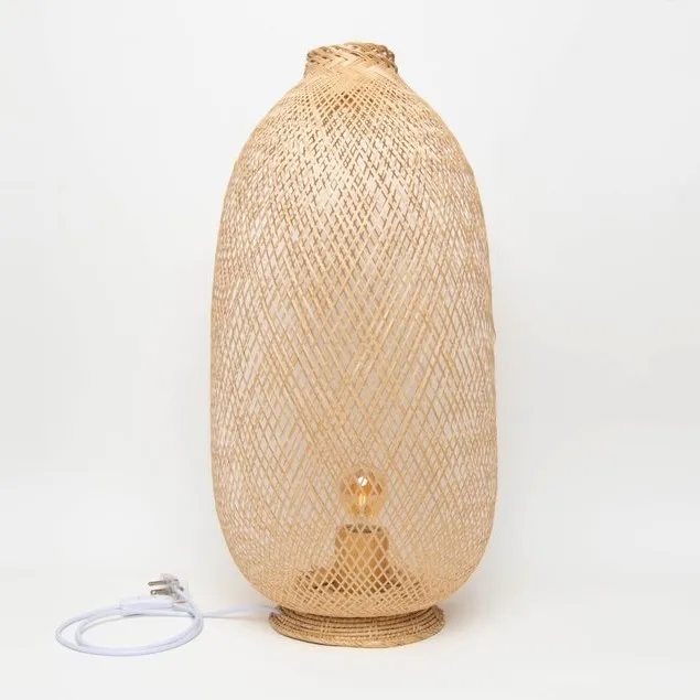 Hot selling  decor moon lamp bar cafe festival hotel lantern decoration rattan bamboo woven camping craft table decor lamp