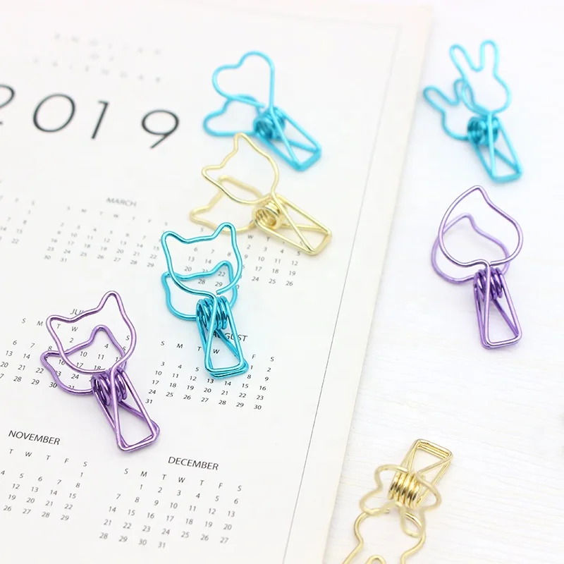 Colorful cute shape stainless steel cloths clip Accept Custom shape spring clips Metal binder clip