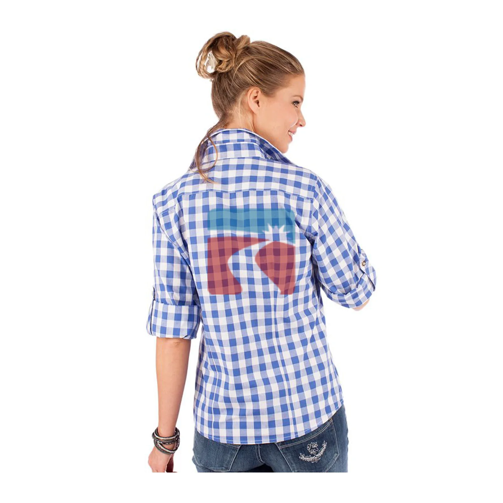 Sponsored Ladies Shirt Country Checked Pattern Shirt Women Blouse Top Rydale Soft Cotton for Women Short Plain Dyed 100% Cotton