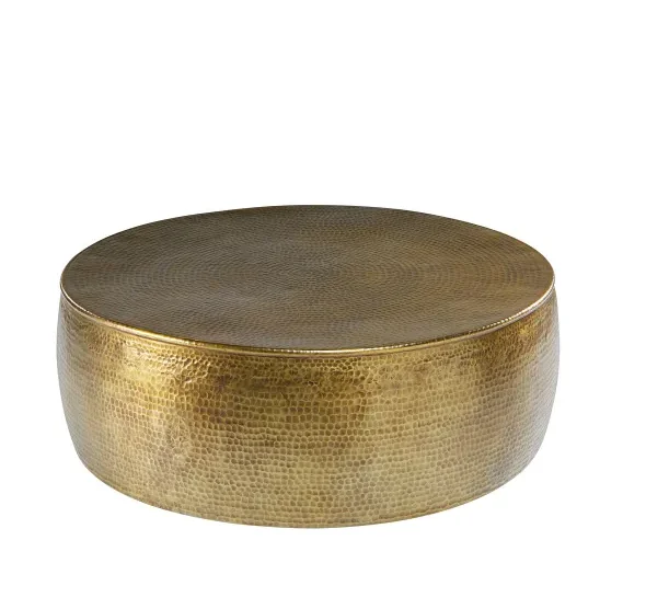 LATEST NEW DESIGN MATT BRASS ANTIQUE LIVING ROOM FURNITURE ALUMINUM HAMMERED DRUM COFFEE TABLE FOR HOME HOTEL RESTAURANTS