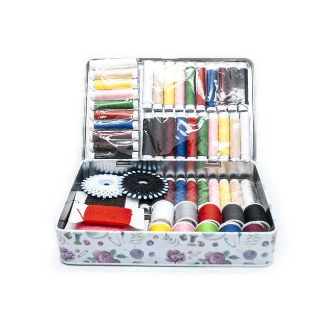 customized 101pcs Wholesale Top Quality sewing craft Merceria set kurzwaren sewing kit metal box