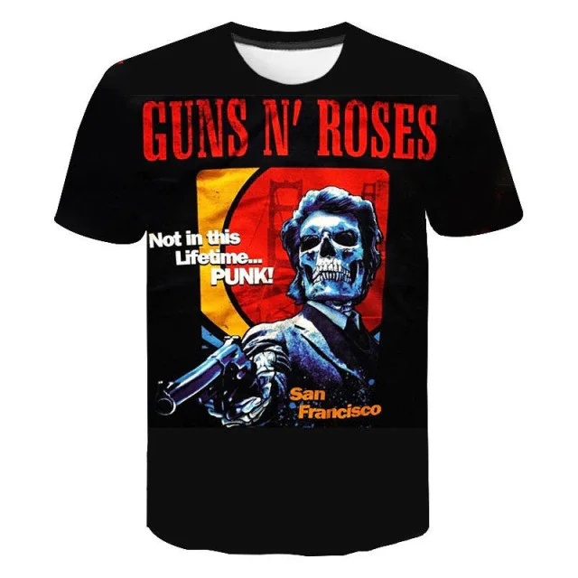 Fashion Guns N Roses Graphic 3D Print Men Women T Shirt Casual O-Neck Short Sleeve Streetwear Oversized Male T-Shirt Trend Tees