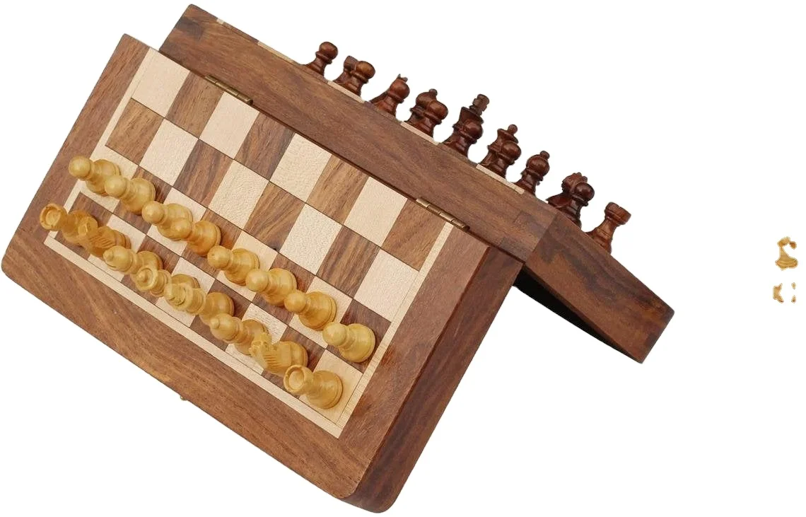 Indian Wooden Chess Set Folding Chessboard Pieces Wood Board Kid Gift Toy Hot
