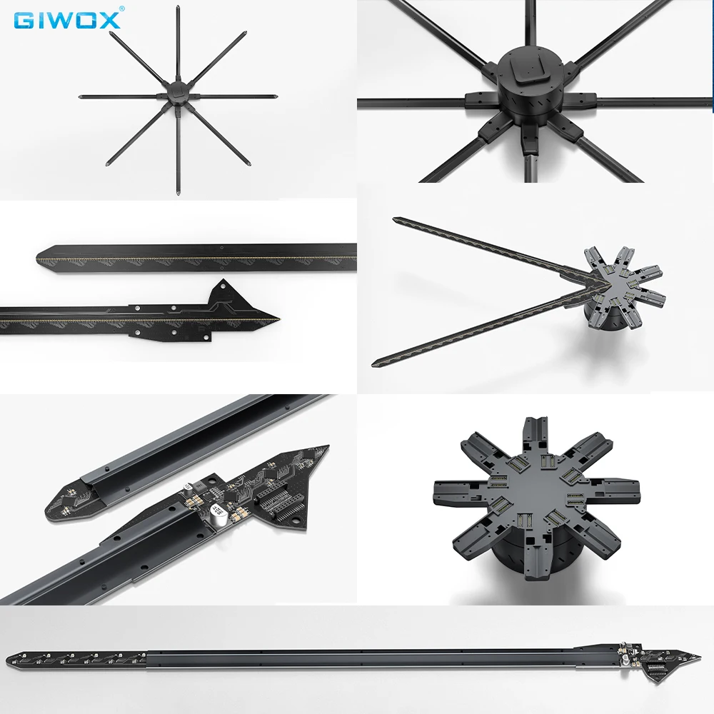 Giwox largest 3d led fan high resolution biggest synchronization 3d hologram fan for outdoor advertising