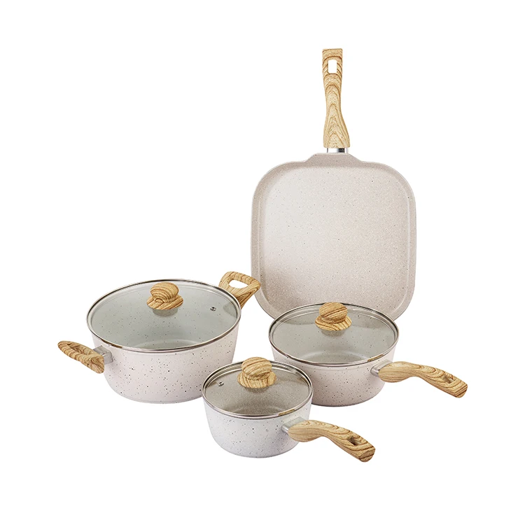 Maisons Hot Sale 4pcs Skillet Set Non Stick Coating Sauce Pan with Lid PFOA Free Frying Pan Soup Stock Pots