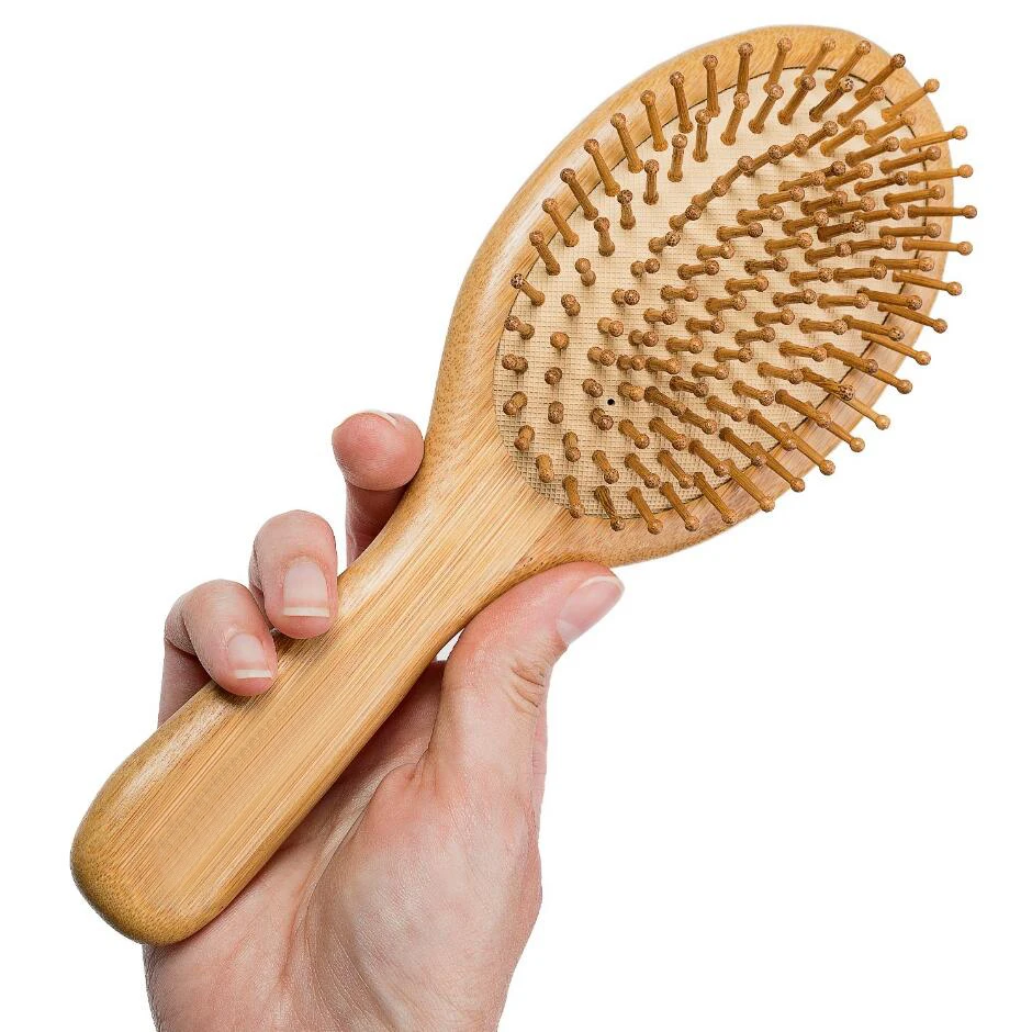 Eco-Friendly Natural Wood Detangling Hair Comb Brush Scalp Massage Wooden Bristle Air Cushion Hair Detanger Bamboo Hair Brush