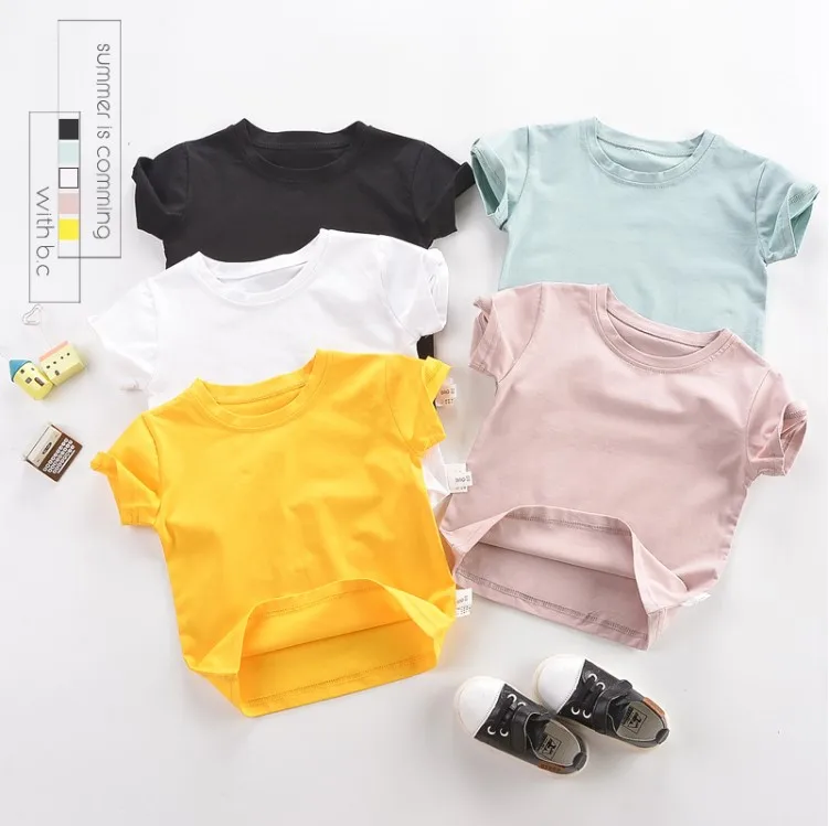 OEM service New style kids bulk t shirt short sleeve crew neck children short sleeve kids plain t shirt