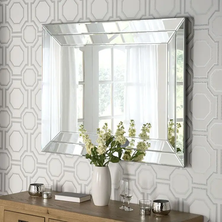 
 Silver Glass Framed Wall Mirror for home, office and hotel Decoration  