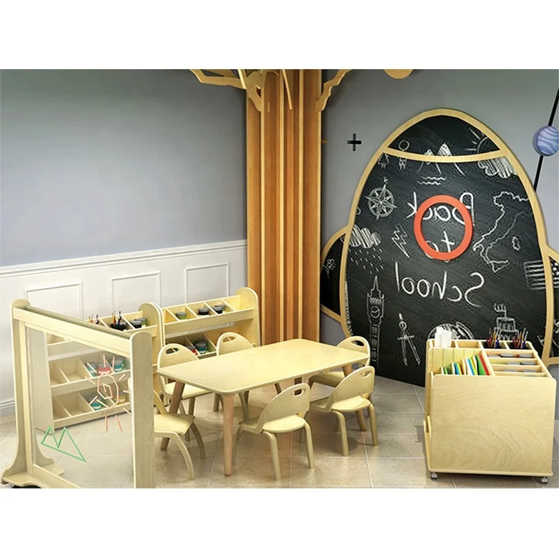 2020 Hot Sell Birch Plywood Shelves Childcare Role Playing Sets Multiple-storage Cabinets for Kindergarten Daycare Center