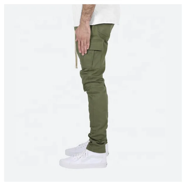 Wholesale high quality streetwear mens bottoms custom cargo jogger pants men in Olive green Cargo Trousers