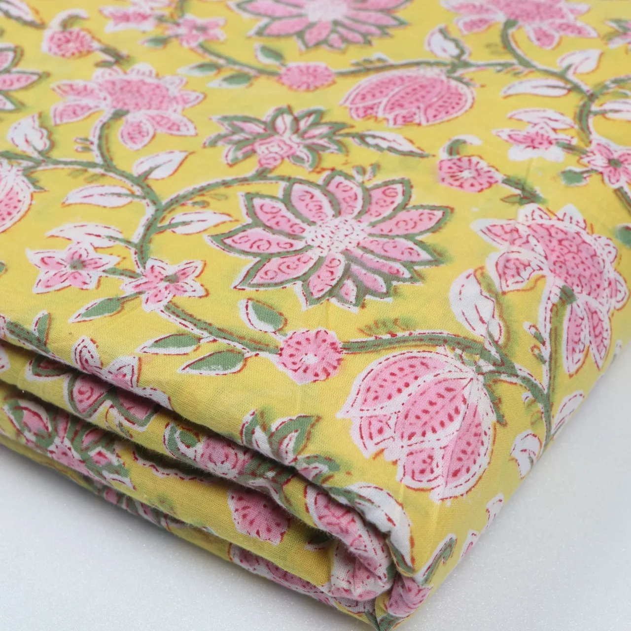 Hand block Printed Luxury Cotton Print Fabric Flower Print Plain and Pattern Cotton Fabric For Baby and Women