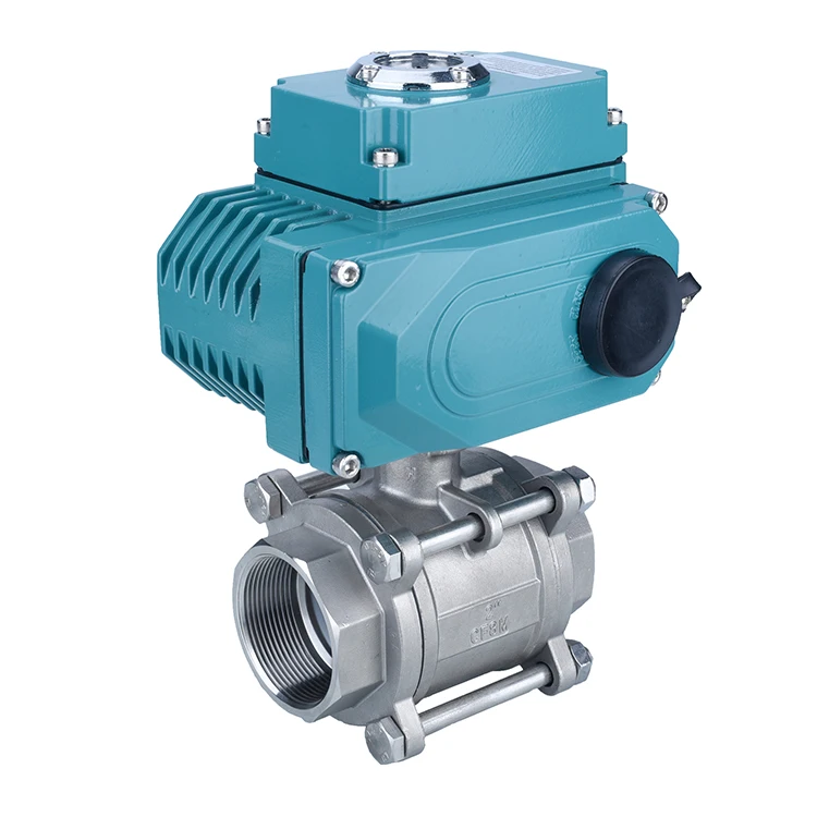 ISO521Quater Turn 3 Piece Stainless Steel Motorized Waterproof Electric Actuator  Ball Valves