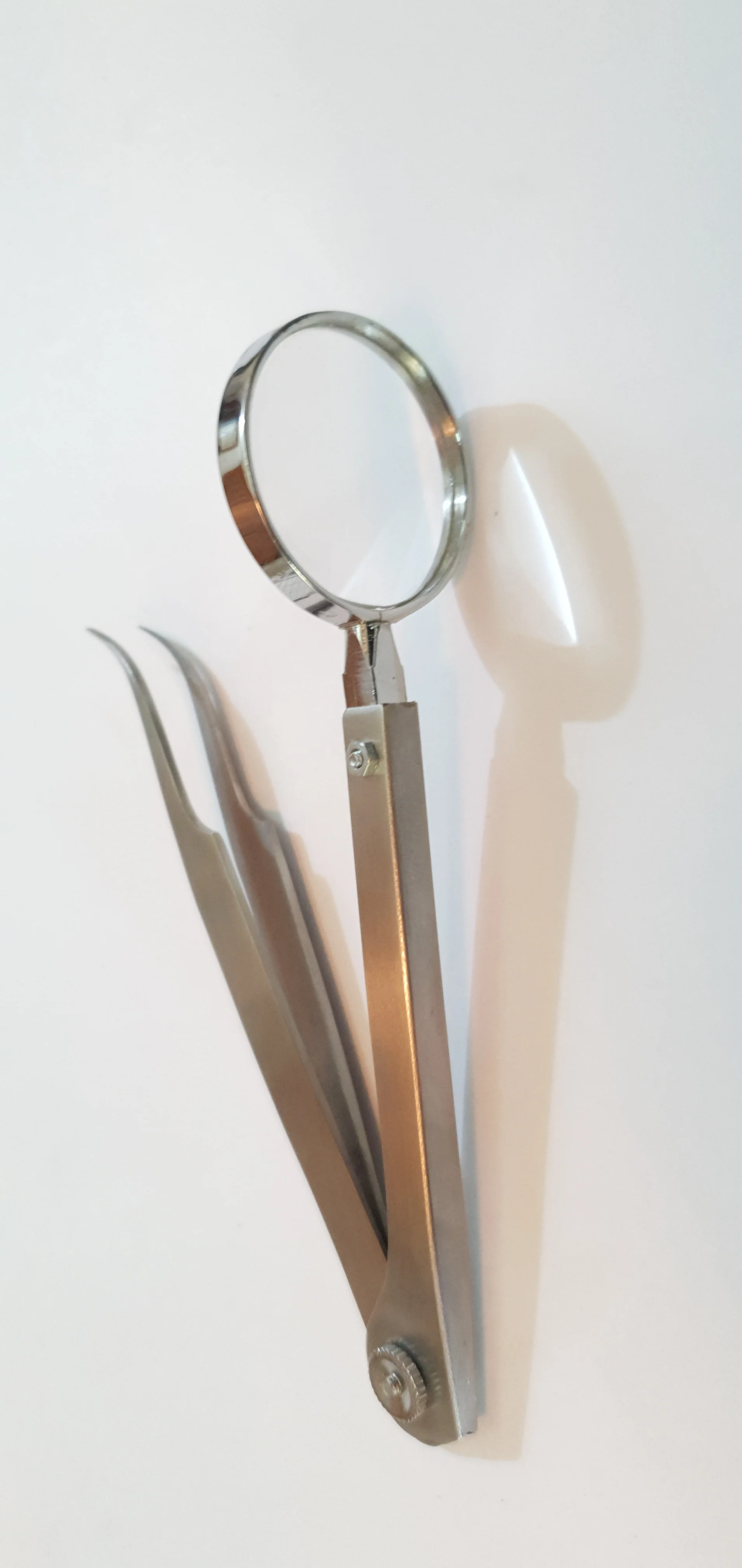 Magnifying Tweezers Splinter Tweezers Forceps with Magnifying Glass 5X Handheld Magnifier Tweezers Portable Repairing Loupe Tool