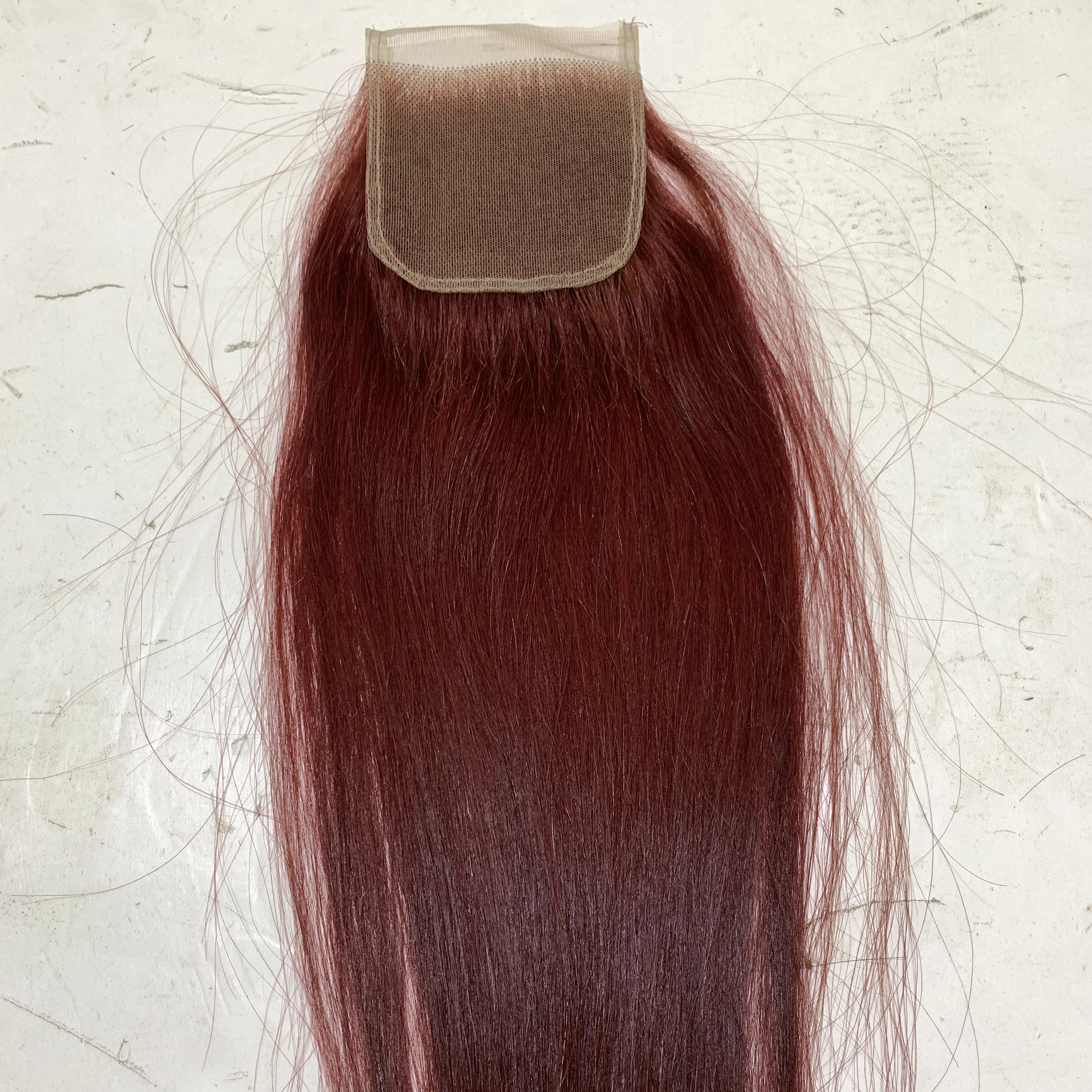 Thin Hairline 4x4 Wine Red Burgundy 99J Transparent HD Swiss Lace Closure Virgin Remy Hair Extension 100% Human Hair Vietnam