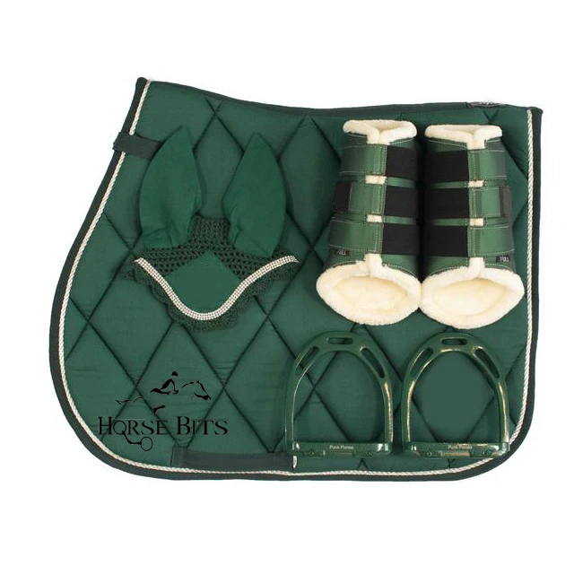 Green color Saddle pad sets, Hologram saddle pad sets, different colors saddle pad sets/ Dressage/ Jumping saddle pad sets