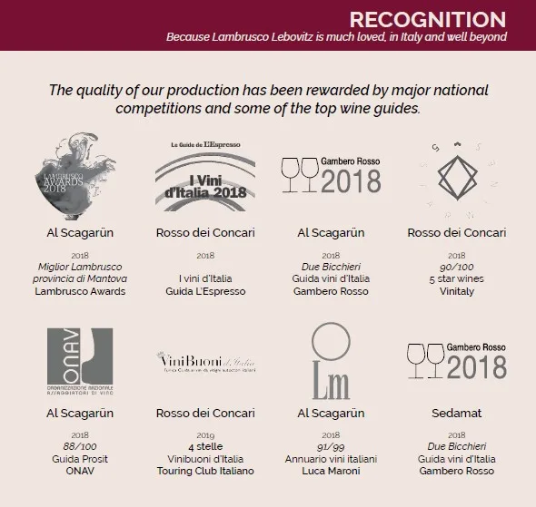 High Quality Red Wine 100%  Italian Raw Materials Rosso dei Concari Lambrusco Mantova DOP  Table wine