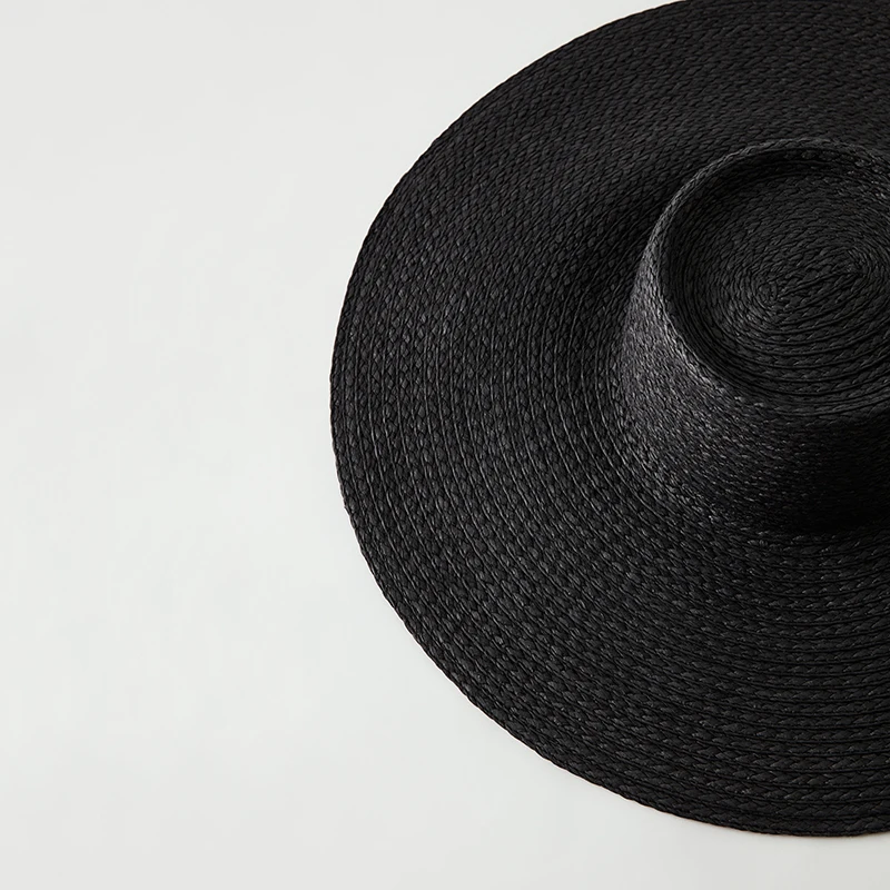 New Eco Friendly Designed Black Straw Hat For Summer Day Beach Hats and Accessories