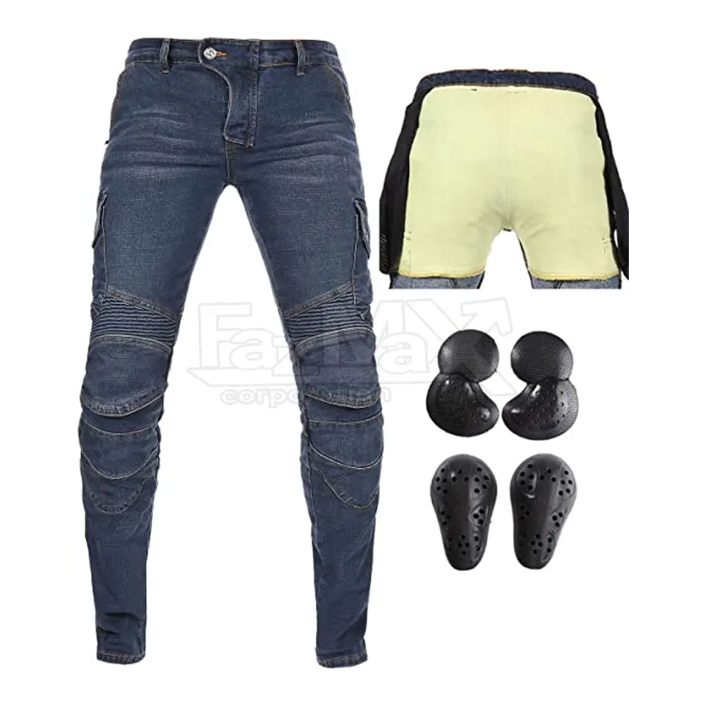 Crease style motorbike reinforced  jeans for men Ribbed lining jeans for Prime Protection