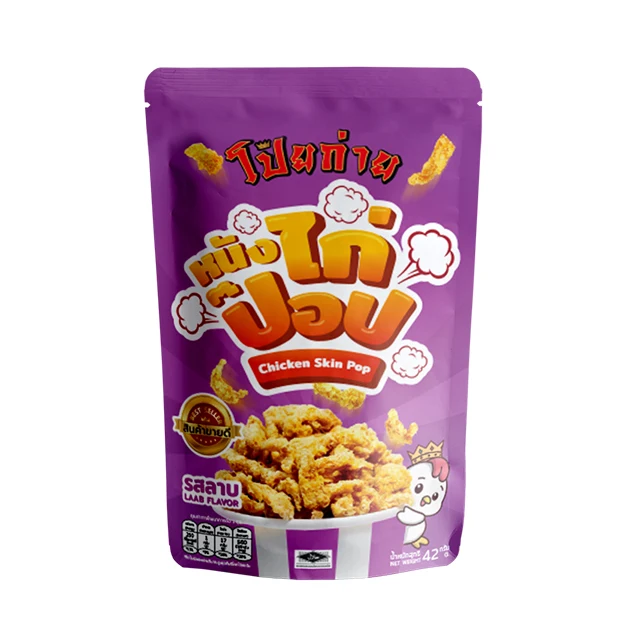 Poygai Crispy Fried Chicken Skin Pop Larb Flavor 42 g. Premium Quality Product from Thailand for 100% Export