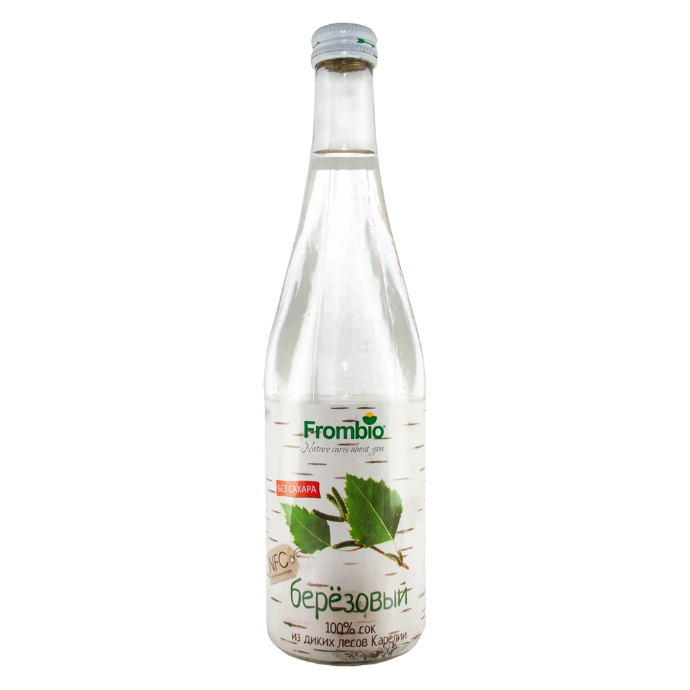 Great quality organic Karelian birch tree juice in glass bottles, natural soft drinks