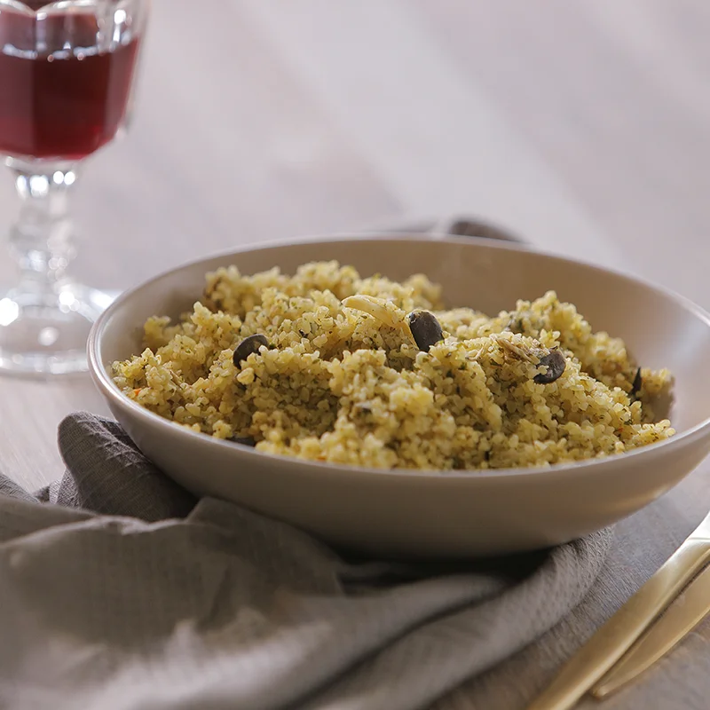 
High Quality Italian Organic Ready to cook meal Bulgur with Artichokes ready in 5 minutes in microwave 100g 