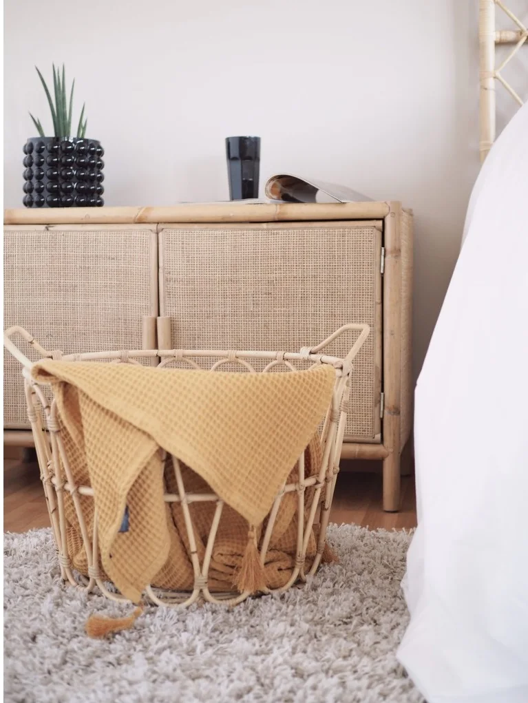 Rattan Plywood Wood Hand Crafted Living Room Bedroom Dining Natural Color Antique Rectangular Side Cabinet