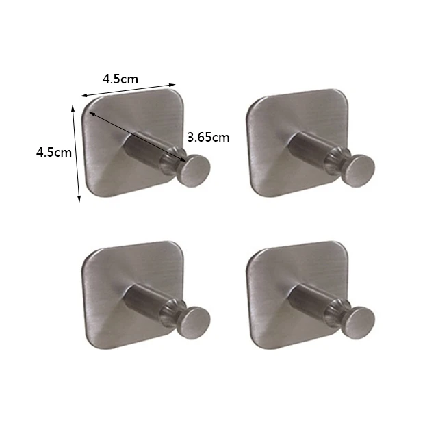 No drilling self adhesive stainless steel towel hook wall mounted for bathroom ( 4 pieces)
