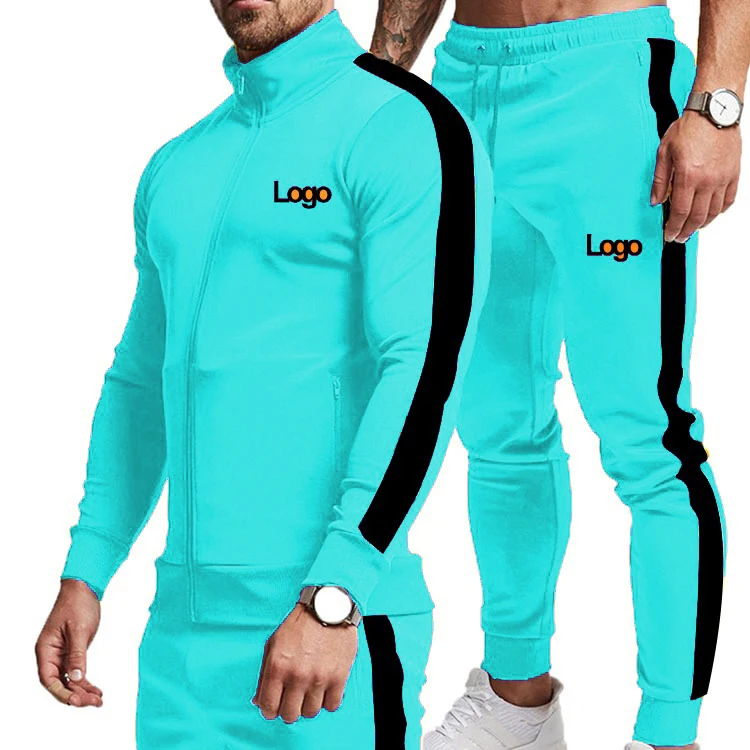 new design custom private label nylon reflective stripe 2 piece sets zipper jogging tracksuit for men