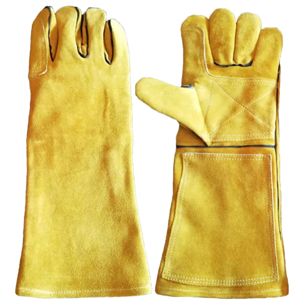 High Quality OEM Custom Logo Genuine Cow Split Leather Factory Manufacturing High Quality Safety Welding Gloves