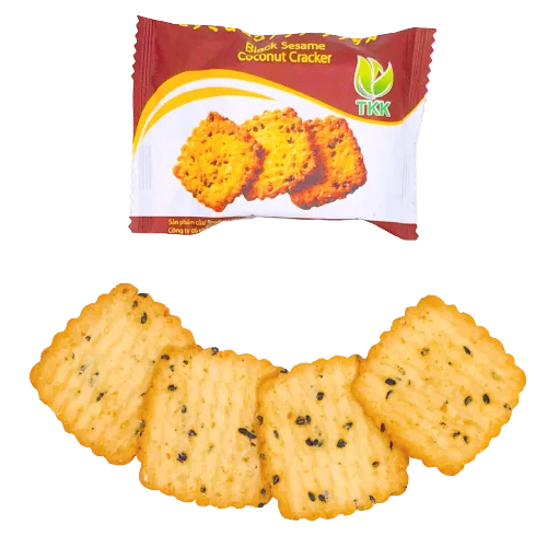 Japan design Black Sesame Coconut Biscuit Cracker with Vietnam Factory Price 300g box