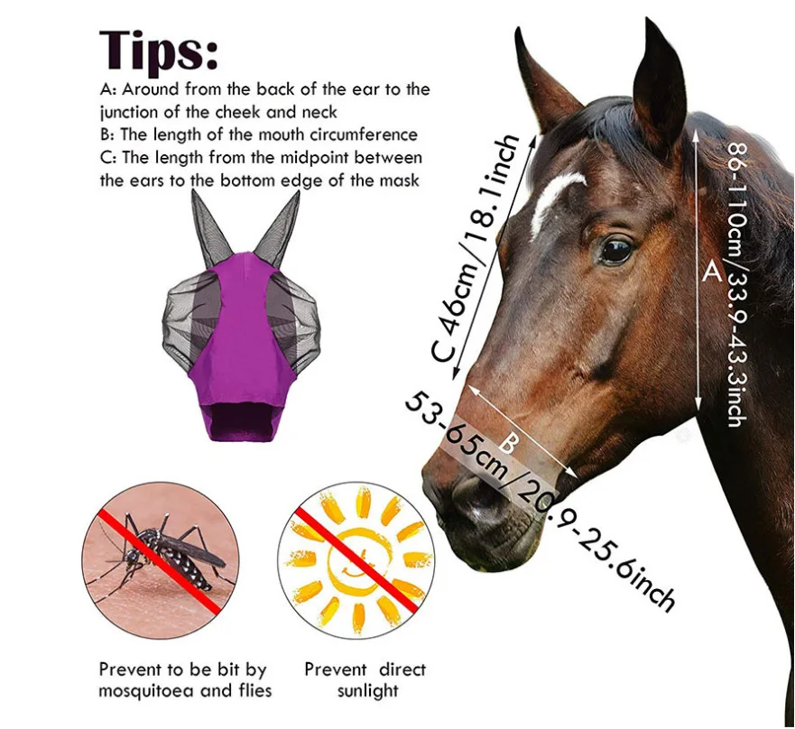 Harrison Howard Улучшенная комфортная маска для лошади с мягкой сеткой УФ-защита