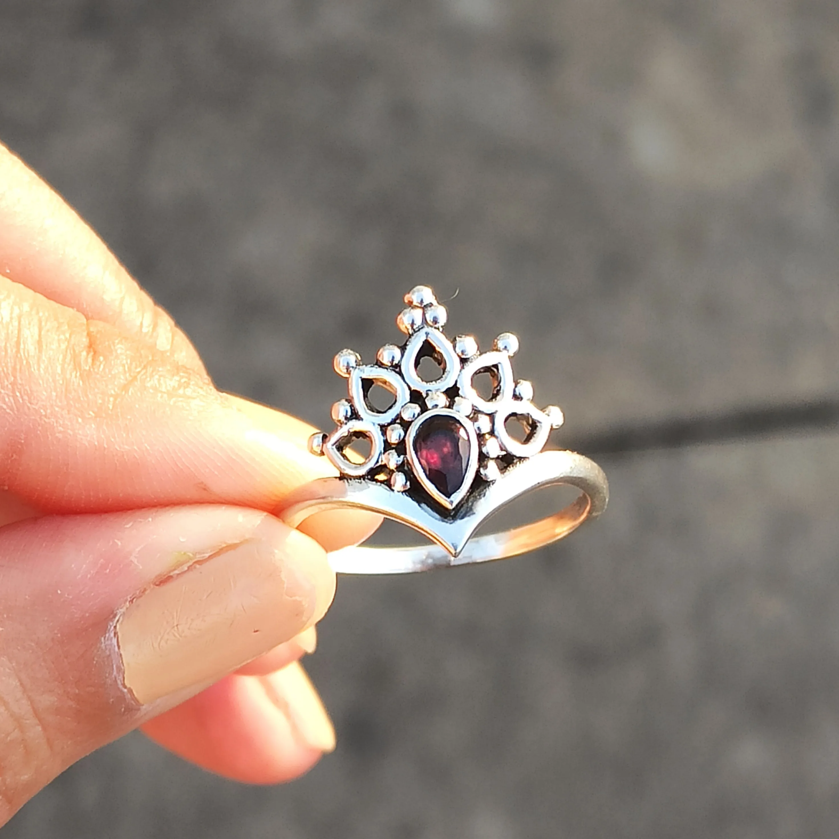 Indian Handmade 925 Sterling Silver Gemstone Jewelry New Designer AA+ Natural Garnet Wedding Ring Wholesale Price