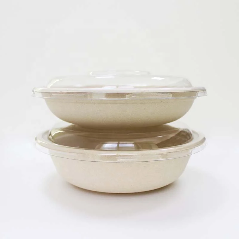 EASYPACK 1000 ml biodegradable paper food tray bagasse tray with anti - fog lid