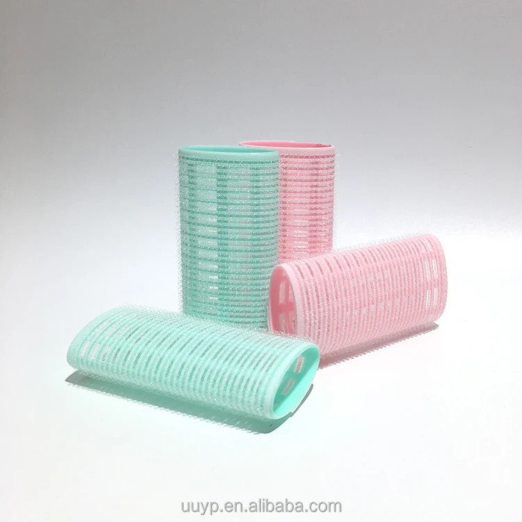 Magic Tape Hairdressing Rollers Curlers Self-Adhesive Velvet Flocking Mesh Plastic Wave Curly Hair Rollers