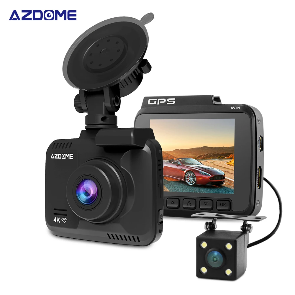 Лидер продаж, Автомобильный видеорегистратор 4K 2,4 дюйма FHD 2160P Wi-Fi GPS с двумя камерами