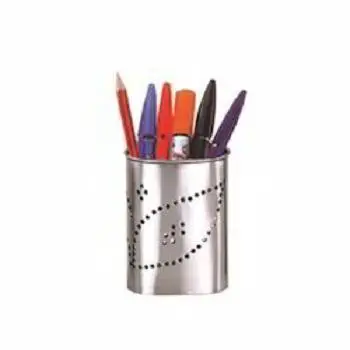 SIMPLE INDUSTRIAL PEN HOLDER STAINLESS STEEL PENCIL HOLDER TABLE STORAGE ORGANIZER BOX PEN HOLDER