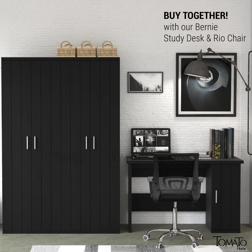 Premium quality Ready Stock BERNIE Series Wardrobe - 2 Colours - 4 Feet - Almari Baju 4 Pintu for cloth storage