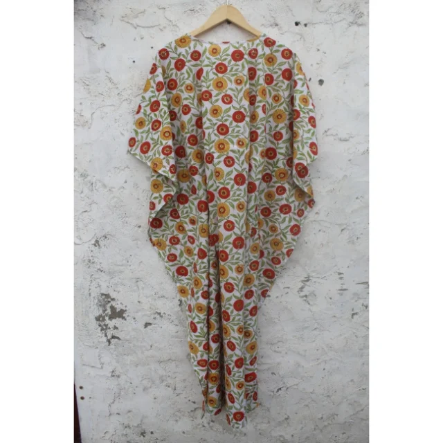 
Floral Printed Beach Party Cotton dress Free Size cotton Women Kaftan Maxi Dress Plus Size 