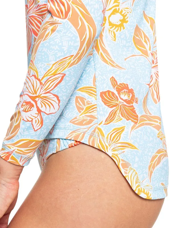 Women Custom Sea Beach Full Sleeve Rash guard back line Long UV 50 Spandex Swimwear shirt Sublimated Floral Printed Compression