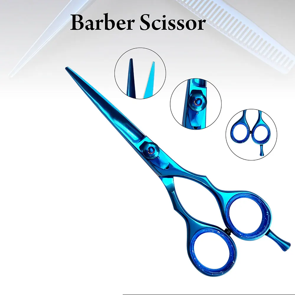 Low MOQ Customized Hair Barber Scissors Titanium Coating Cutting Hair Scissors Beauty Salon Stainless Steel Barber Scissors