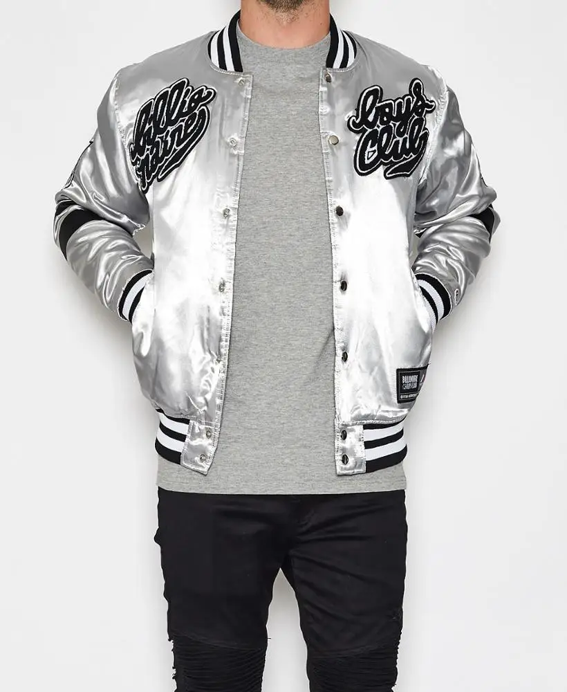 Chenille Embroidery Varsity Jackets / Custom Embroidery patch Baseball Jackets /  satin Bomber Jackets