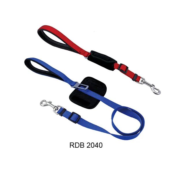 Safety Pet Nylon Collected Seat Belt Adapter Leash With Neoprene Handle