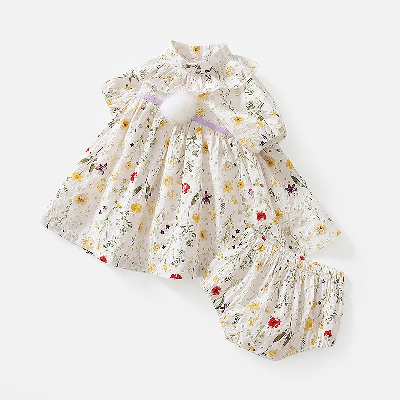 Wholesale Kids Clothing Custom Clean Simple Cotton Baby Short Sleeve Skirt Shorts