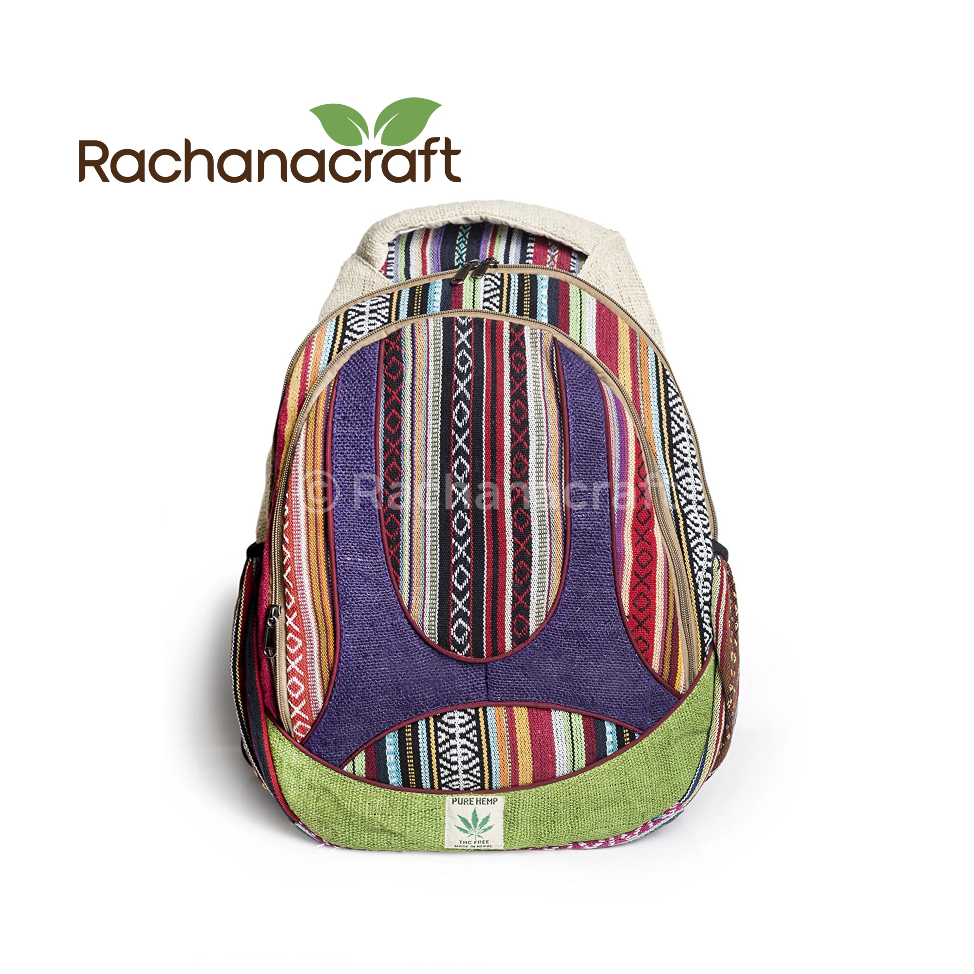 100% Handmade Hemp Regular Size Rucksack, Travel Pack, Hipster Backpack Fair Trade from Nepal Made Wholesale Supplies