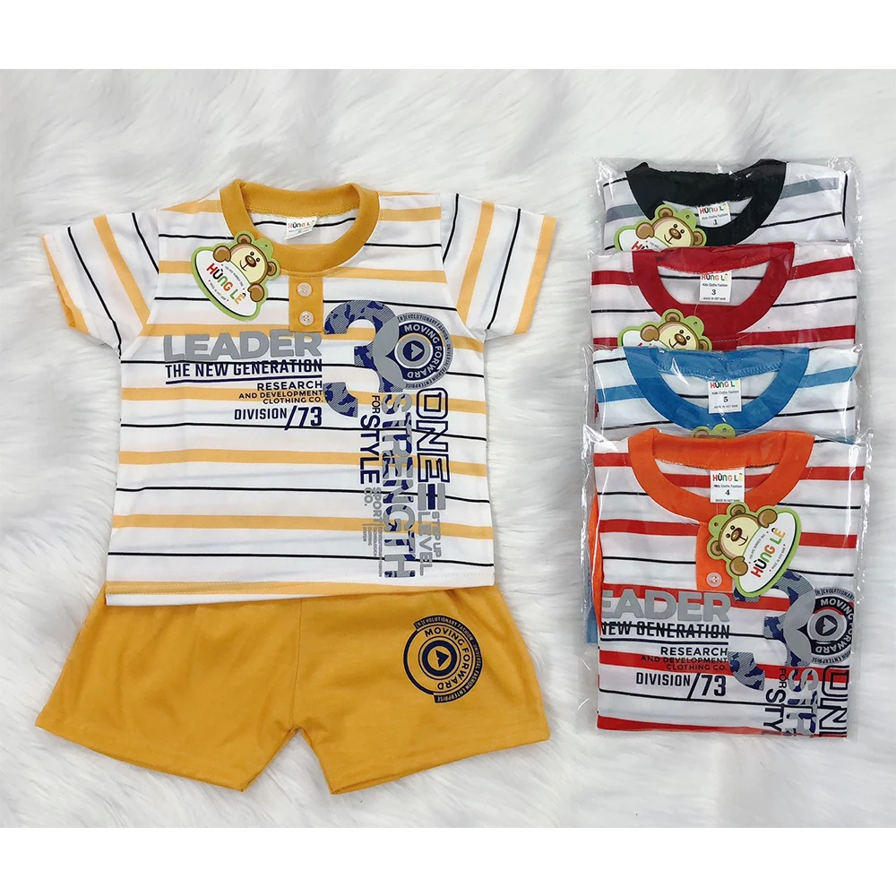 2021 children fall Vietnam asian striped cartoon wholesale baby suit boutique boy kids clothing set