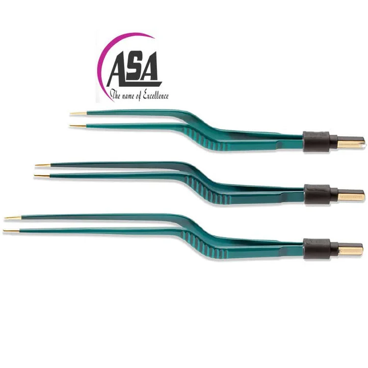 Bipolar Electrosurgical Forceps Non Stick Bipolar Bayonet 220mm 1.5mm Tip Forceps